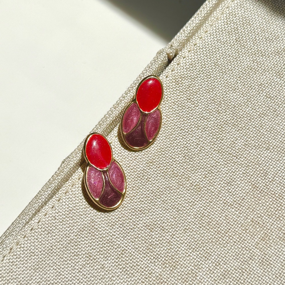 1980s Red and Purple Earrings